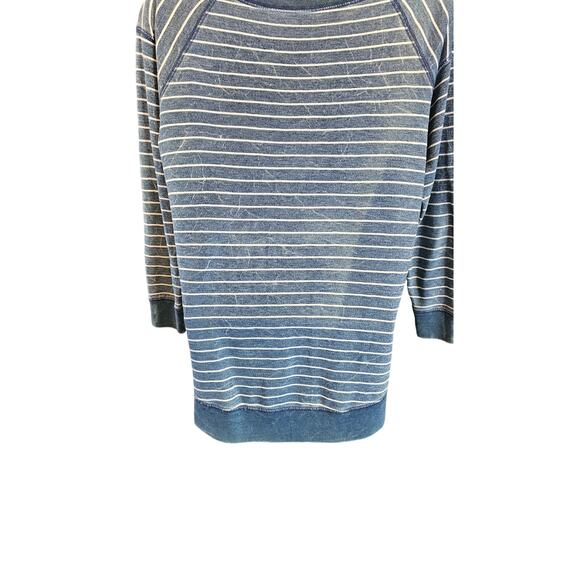 Theory size P blue chambray striped vintage fade slub sweater EUC Warm PETITE - Picture 2 of 8
